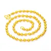 Women Men Beads Necklace Chain Solid Real 18k Yellow Gold Filled Male Collar Clavicle Jewelry Gift Hip Hop Accessories