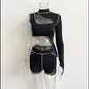 Women's Tracksuits Uhhfuyf 2023 Design Two Piece One Shoulder Crop Top And Short Pants Summer Set Ready To Ship