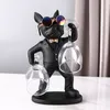 Objets décoratifs Figurines KungFu Bulldog Butler Porte-verres à vin créatifs Résine Statue de chien Support pour table bureau décor cuisine bar 230508