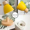 Wall Lamp Nordic Modern Lamps With US/EU Plug Wooden E27 Sconce For Bedroom Living Room Macaroon 6 Color Steering Head Lighting