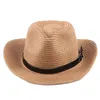 Caps Hüte Handgewebter Strohhut Cowboy Elternkind Sommer Western Cowboy Ritterhut Kinder Reise Sonnenschutz Sombrero mit Kinnriemen 230508