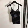 Summer Velvet Vest Sexy Mesh Patckword Tank Letter Jacquard Womens Sling Crop Top