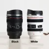 Creative 400Ml Camera Lens Mug Portable rostfritt stål Tumbler Travel Milk Coffee Mug Novty Camera Lens Double Layer Cups 10st