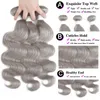 Hair Bulks Brazilian Weave Bundles Silver Grey Color Body Wave 100% Human Extension Pre-Colored 230508