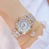 Relojes para mujer Reloj de diamantes Marca de lujo Elegante para mujer Reloj de pulsera de oro rosa para relogio feminino 230506