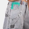 Cadeias de barriga Jeans de Butterfly Butterfly Link Pants Chave Mulheres Menino Correntagem Correia Chave de Chave Dupla Chain Fashion Moda Hip Hop Jóias Z0508