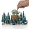 Juldekorationer mini ornament dekoration träd set snöig tall xmas fest prydnad semester gåva
