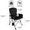 HSC Chaise de camping d'extérieur portable pour adultes, chaises pliables noires avec porte-gobelet et sac de rangement latéral pour l'extérieur, chaises de jardin surdimensionnées