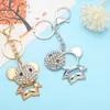 Keychains Flola Gold Silver Color Little Pearl Bear Keychain For Women Girls Bag Auto Key Holder Alloy Leuke Rhinestone Jewelry KCHA026