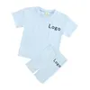 Sets Anzüge Benutzerdefinierte Sommer Essential Kinder Baby Mädchen Kleidung 2 Stück Trainingsanzug Set Kurzarm Baumwolle T-Shirt Leggins Shorts Outfits Anzug 230508