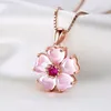 Pendant Necklaces CAOSHI Korean Style Pink Heart Shape Flower Necklace For Women Romantic Neck Jewelry Party Daily Collocation Accessories