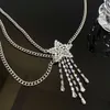 Pendant Necklaces Freetry Luxury Bling Crystal Belts Tassel Fringe Adjustable Chain Choker Wedding Party Jewelry 230506