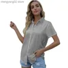 قميصات بلوزات بلوزات المرأة القطن قميص كبير الحجم نساء قمم المكتب الصيف لأعلى قميص الصلبة لون غير رسمية من القمصان ذات الأكمام قصيرة الأكمام T230508