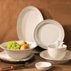 Ensembles de vaisselle cuisine plat complet ensemble de salle à manger ustensiles de cuisine plats bol de fruits tasse à thé assiettes à dîner salade Assiette porcelaine