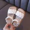Sandali taglia 21-36 baby bambino sandali sandali alla moda per bambini scarpe da spiaggia per le ragazze aperte cinghie alla caviglia sandali a maglia