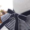 Stingy Brim Hats Fashion Hepburn Wind Black White Striped Bowknot Summer Sun Beautiful Women Straw Beach Large Brimmed 230508