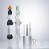 NC013 Narguilé Tuyau En Verre Longueur Environ 26 cm Avec 14mm En Céramique Quartz Pointe En Métal Quartz Banger Nail Huile Rigs Concentré Dab Rig Paille Fumer Bongs Tuyaux