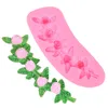 100 pz/lotto Fiore di Rosa Vite Stampo In Silicone Fatti A Mano Della Caramella Del Fondente Pasta di Gomma Decorazione Della Torta FAI DA TE A Goccia Colla Forniture di Cottura