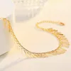 Anklets Tiny Gold Color For Women Stainless Steel Tassel Tablets Cuban Link Anklet Bracelet Boho Jewelry Gift Bijoux