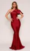 DUBAI Arabic Plus Size Mermaid Vestes de noite um ombro de cetim de cetim Pleats Pleats Formal Party Dress Dress Pageant noivado Celebrity Night Vestes Custom