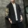 Ethnic Clothing Fashion Costume Embroidery Hanfu Mens Chinese Style Robe Cardigan Jacket Oversized Kimono 5XL Ancient Coat Male 230506