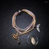 Strand Mermaid Fishtail Shell Charm Armband Kvinnlig trend 3 skiktad Popcorn Chain Women's Fashion Hand Hand Smyckesgåva 2023