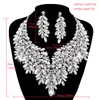 Wedding Jewelry Sets Luxurious Dubai Style Wedding Jewelry Sets Crystal Statement Bridal Silver Color Prom Necklace Earring Christmas Gift 230506