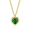 Pendant Necklaces Women Titanium Steel Zircon Heart Droplet Tassel Choker Necklace Gold Plated Stainless Green Set