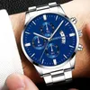 Wristwatches Other Sporting Goods Luxury Fashion Mens Watches Silver Stainless Steel Quartz Wrist Men Business Male Calendar Clock Reloj Hombre 230506