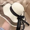 Stingy Brim Hats Korean Style Woman Straw Gauze Joint Bow Ribbon Large Sunshade Ins Celebrity Outing Fashion Beach Holiday Glacier Hat 230508