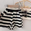 Sets Suits 2023 Summer Clothes Sets for Girls Striped Suspenders Vest Tees and Shorts Two piece Set Korean Style Casual Sports Suit 230508