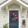 Decorative Flowers Realistic Heart Independence Day Wreath Door Hung With American National Style Home Decoration Berry Vine