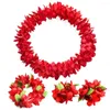 Decorative Flowers 4Pcs/Set Hawaiian Lei Classic Decorations Necklace Bracelets Kit Fabric Garland Headband