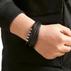 Bracelets porte-bonheur mode tressé corde tissé multicouche derme cuir pour hommes Punk Mental aimant bracelet ami bijoux cadeaux