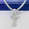 Custom made iced out 925 Sterling silver fully vvs moissanite diamonds initial letter necklace pendant with 15mm buckle