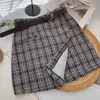 Spódnice Koreańskie biuro Kobiety mini spódnica panie zima jesień moda harajuku wysoka talia Slim A-Line Beld Plaid Spódnica Streetwear 230508