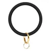 Keychains Fashion O Type Keychain Solid Color Silica Gel Wristlet Wristband Key Ring unisex Trendy Simple Circle Chain Bangle SMEE sach