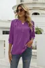 Chemisiers pour femmes Chemisier pour femmes Chemise unie Col en V Demi-manches en mousseline de soie Tops décontractés Été Vêtements amples Camisas Y Blusas Para Mujer Chemises