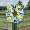 Dekorative Blumengirlande für die Haustür, blauer Faux-Blumen-Willkommens-Frühlings-Wand-Fenster-Klassenzimmer-Kranz