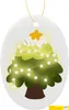 Sublimatie blanco keramisch ornament ovaal ornament wit ovaal ornament met gouden snaar voor het maken van kerstboomdecoratie voor