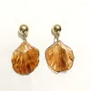 Boucles d'oreilles longues feuilles coréennes pour femmes filles grandes feuilles brunes déclaration bijoux de mode cadeaux