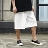 Shorts pour hommes hommes coton lin ample décontracté jambe large mâle Streetwear Punk Hip Hop droit noir blanc pantalon court