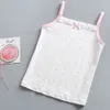 Gilet 3-8 Ans Été Petite Fille Débardeur Rafraîchissant Respirant Mignon Arc Gilet Sélectionné Haute Qualité Coton Blanc Rose Petite Tache 230508