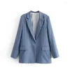 Damen Anzüge Frauen tragen Single Button Basic Blazer Mantel 2023 Mode Herbst Vintage Büro Damen Langarm Taschen Oberbekleidung Damenoberteile