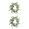 Decorative Flowers 2 Pcs Outdoor Window Wreaths Mini Green Leaves Wreath Holder Easter Ring Scented Candles