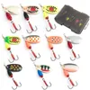 Iscas de iscas de 10pcs de peixe -pescador de metal spinner colher conjunto de água salgada de água salgada 7g wobblers crankbaits bass truta poleiro 230508