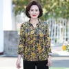 Blouses femininas Mulheres primavera no verão imitação de seda camisas de seda lady casual halve manga de neck flor blusas blusas tops