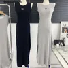 Designer kvinnor avslappnade klänningar o nacke sexig ärmlös ny lyxkläder kvinnlig bodycon klänning fest strand slit