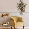 Fleurs décoratives Artificielle Fenêtre Guirlande Larme Mur Noël Rotin Faux Ornements Givré Hiver Cônes Décor Suspendu Porte Rouge Pour