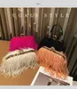 Luxur Designer Ostrich Feather Women's Handbag Rhinestone Diamond Evening Bag Dinner Party Clutch Purse Shoulder Crossbody Bag 230508